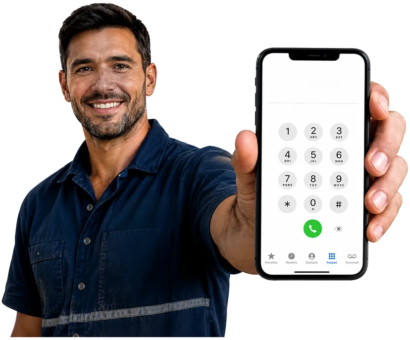 Plumber answering a Lewisham enquiry by phone