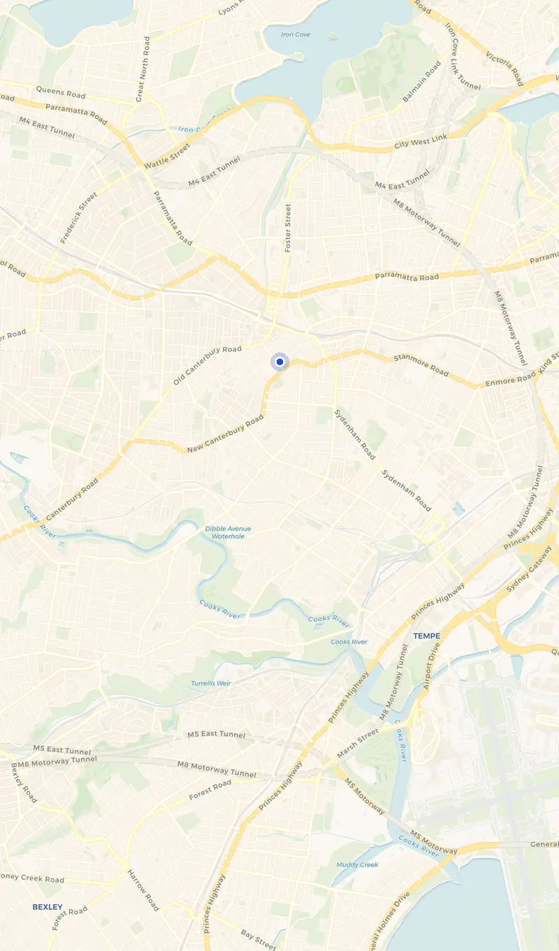 Map of the Lewisham service area and the surrounding suburbs we cover.