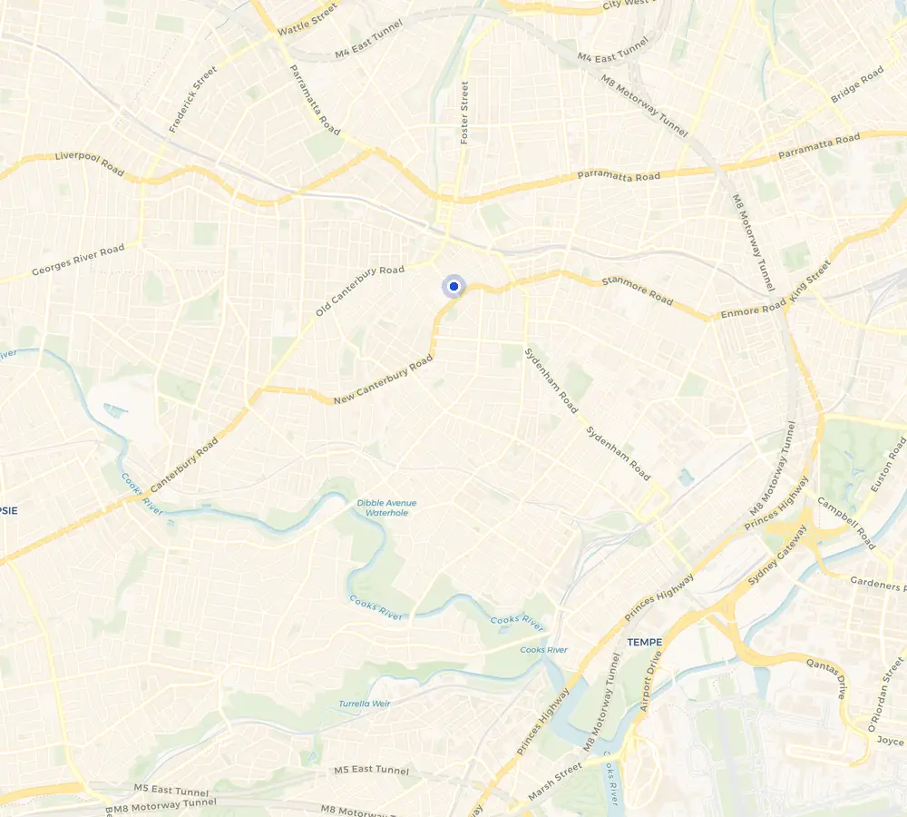 Map of the Lewisham service area and the surrounding Inner West, showing Lewisham and the nearby streets we cover.